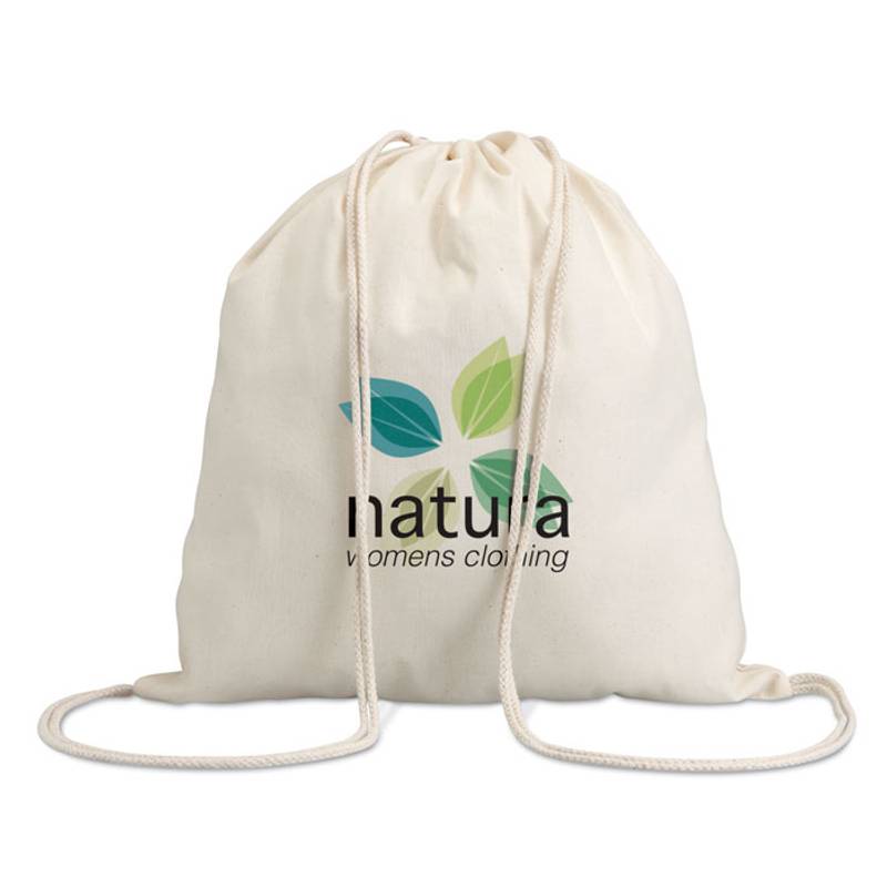 Stahovací batoh, 100% bavlna, béžová Stahovací batoh, 100% bavlna, béžová