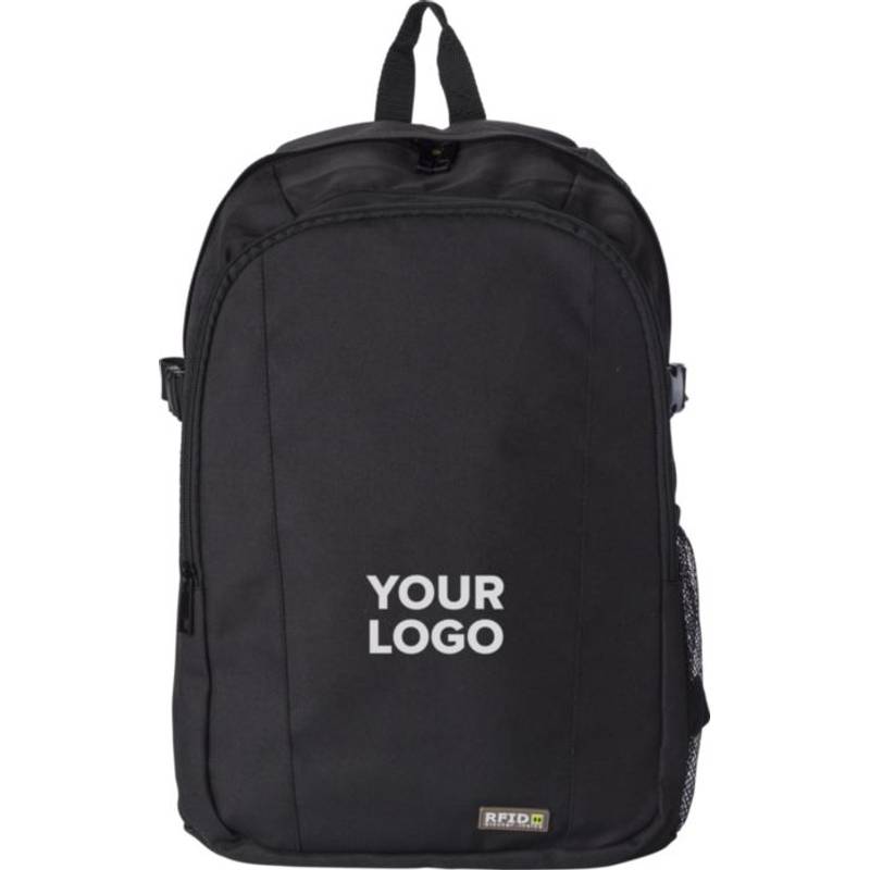 Polyesterový batoh s RFID ochrannou, čierna Polyesterový batoh s RFID ochrannou, čierna