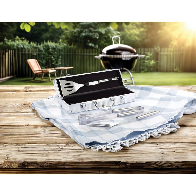 3-dílná souprava na grilování v hliníkovém kufříku 3-dílná souprava na grilování v hliníkovém kufříku