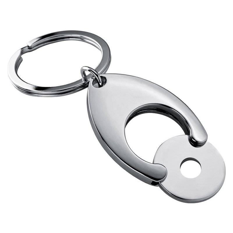 Kovová kľúčenka so žetónom, strieborná Kovová kľúčenka so žetónom, strieborná