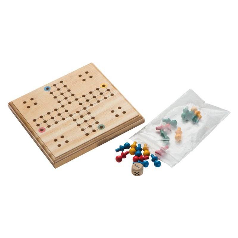 Dřevěná cestovní hra Člověče nezlob se, hnědá Dřevěná cestovní hra Člověče nezlob se, hnědá