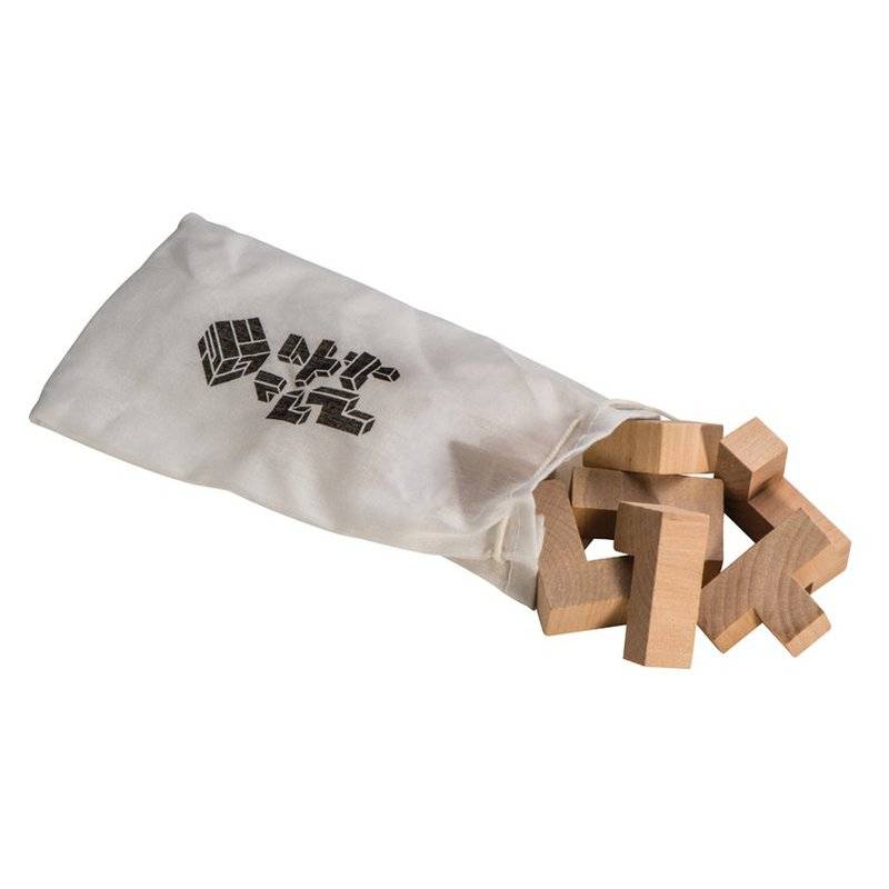 Drevený hlavolam v textilnom vrecku Drevený hlavolam v textilnom vrecku