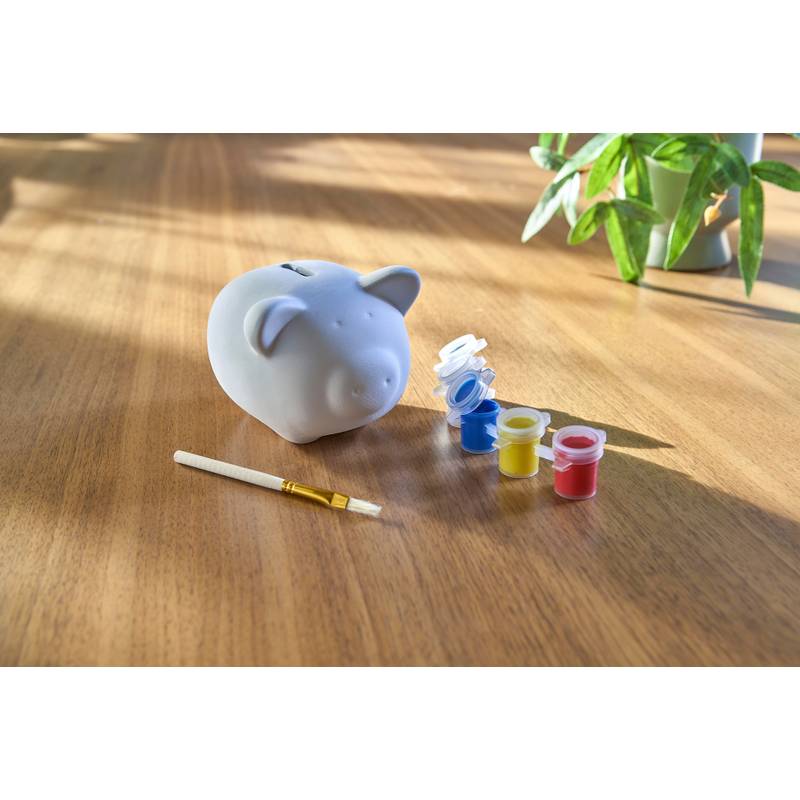 Pokladnička prasátko, štětec, 5 barviček Pokladnička prasátko, štětec, 5 barviček