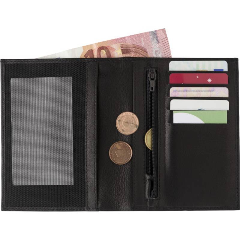 Kožená peněženka s RFID ochranou, černá