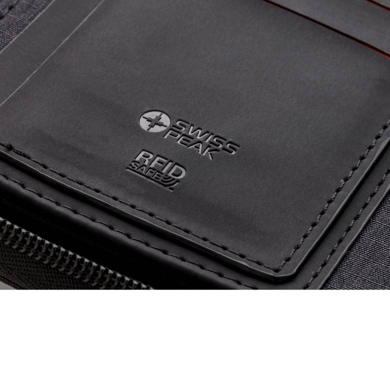 Cestovná peňaženkas ochranou RFID a bezdrôtovým nabíjaním Swiss Peak, čierna