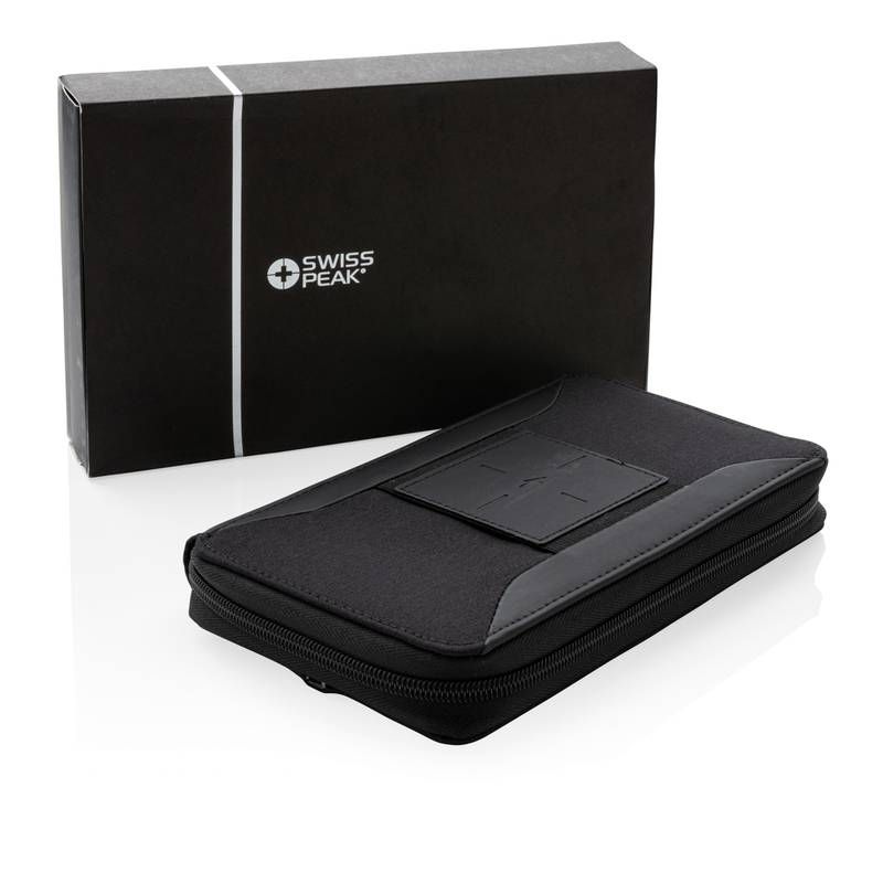 Cestovná peňaženkas ochranou RFID a bezdrôtovým nabíjaním Swiss Peak, čierna