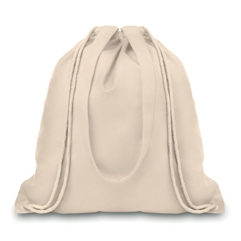 Plátená, bavlnená nákupná taška so sťahovacou šnúrkou, béžová