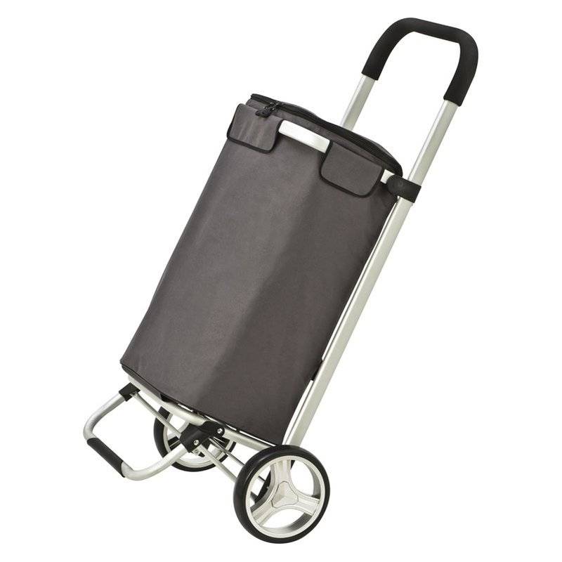 Skladací nákupný košík, vozík na kolieskach, sivá Skladací nákupný košík, vozík na kolieskach, sivá