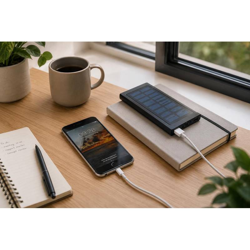 POZALA hliníková solárna powerbanka 8000 mAh, čierna POZALA hliníková solárna powerbanka 8000 mAh, čierna