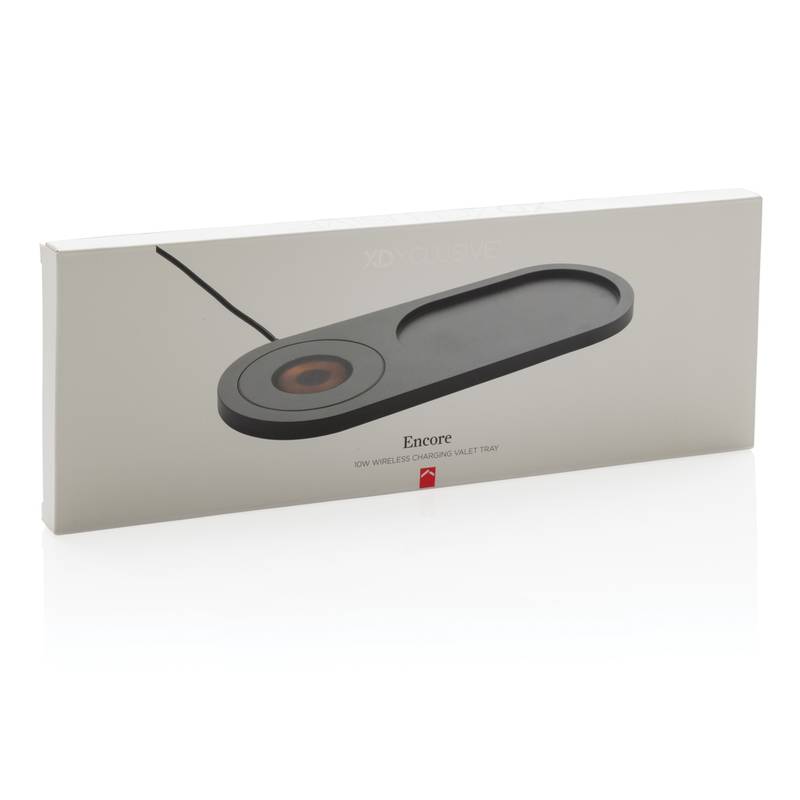 Stolní organizér s 10W bezdrátovým nabíjením Encore, černá Stolní organizér s 10W bezdrátovým nabíjením Encore, černá