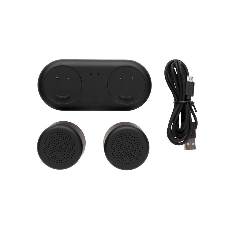 Set bezdrôtovo nabíjaných stereo reproduktorov, čierna