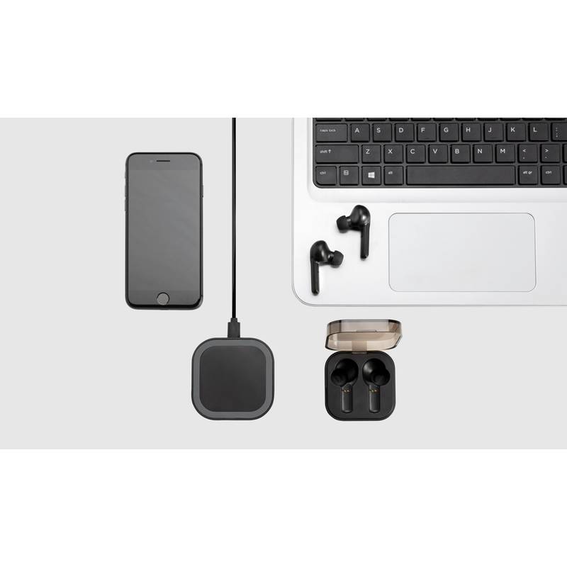 TWS sluchátka do uší v bezdrátově nabíjecí krabičce, černá TWS sluchátka do uší v bezdrátově nabíjecí krabičce, černá