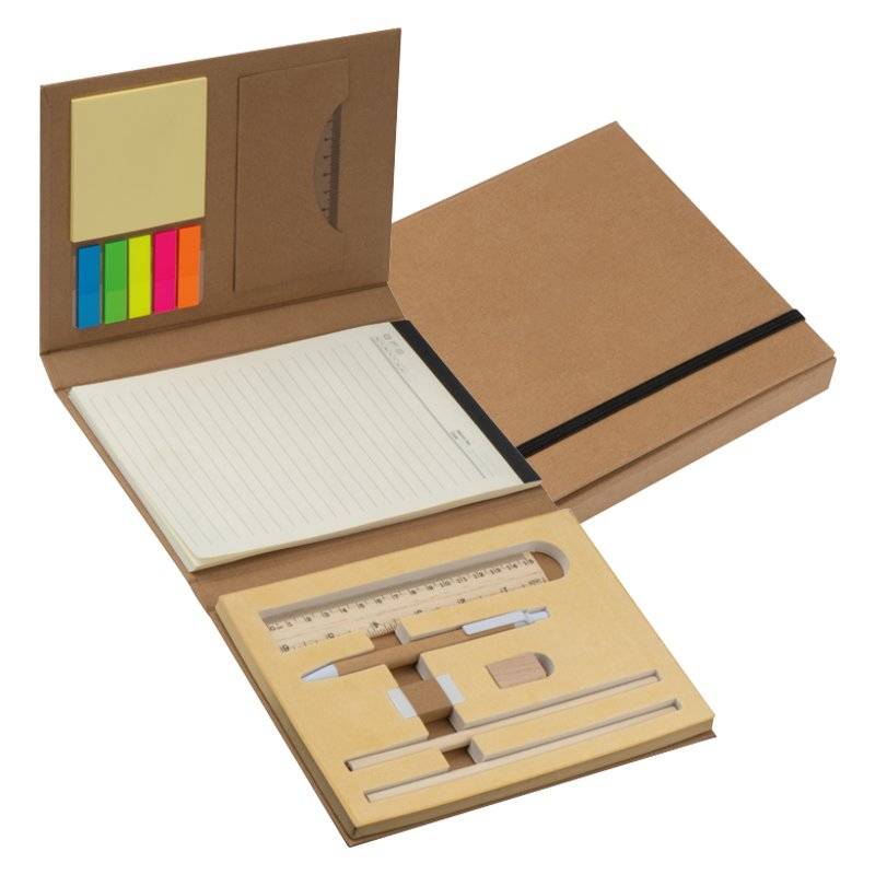 Kancelárska sada písacích potrieb, v papierovej krabičke, hnedá Kancelárska sada písacích potrieb, v papierovej krabičke, hnedá