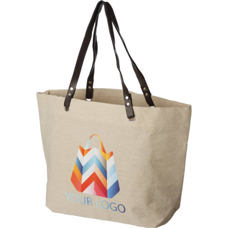 GOLDAPA Lněná plážová nebo nákupní taška s PE držadly GOLDAPA Lněná plážová nebo nákupní taška s PE držadly