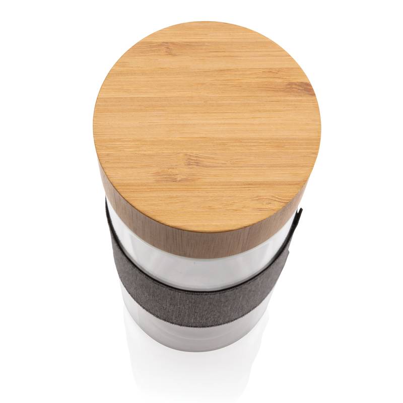 Dvojstenná sklenená fľaša s bambusovým uzáverom Impact Dvojstenná sklenená fľaša s bambusovým uzáverom Impact