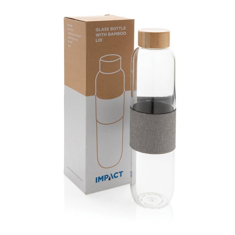 Sklenená fľaša s bambusovým uzáverom Impact Sklenená fľaša s bambusovým uzáverom Impact