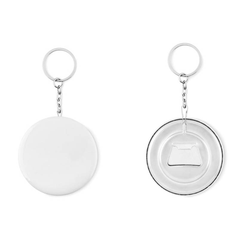 Kulatý přívěsek na klíče s otvírákem s papírovou vkládačkou Kulatý přívěsek na klíče s otvírákem s papírovou vkládačkou