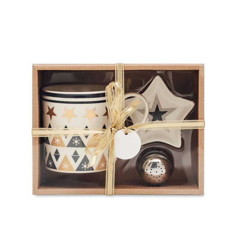 UNIQUE - čajová sada hrnků a čajového sítka s vánočním motivem UNIQUE - čajová sada hrnků a čajového sítka s vánočním motivem