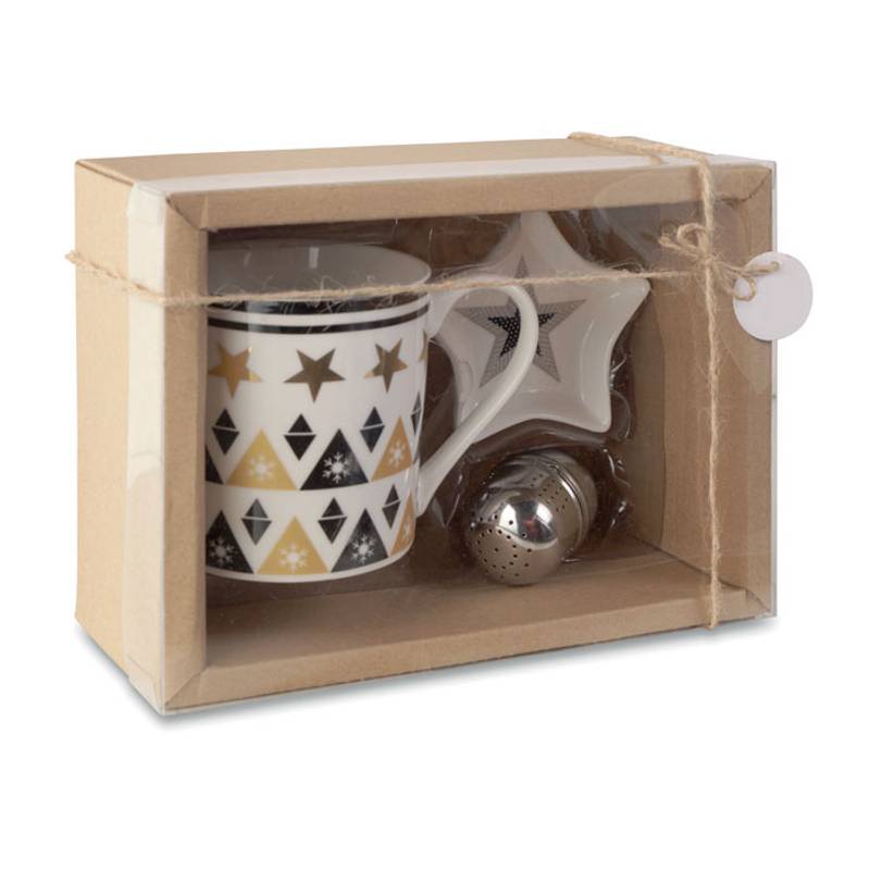 UNIQUE - čajová sada hrnků a čajového sítka s vánočním motivem UNIQUE - čajová sada hrnků a čajového sítka s vánočním motivem