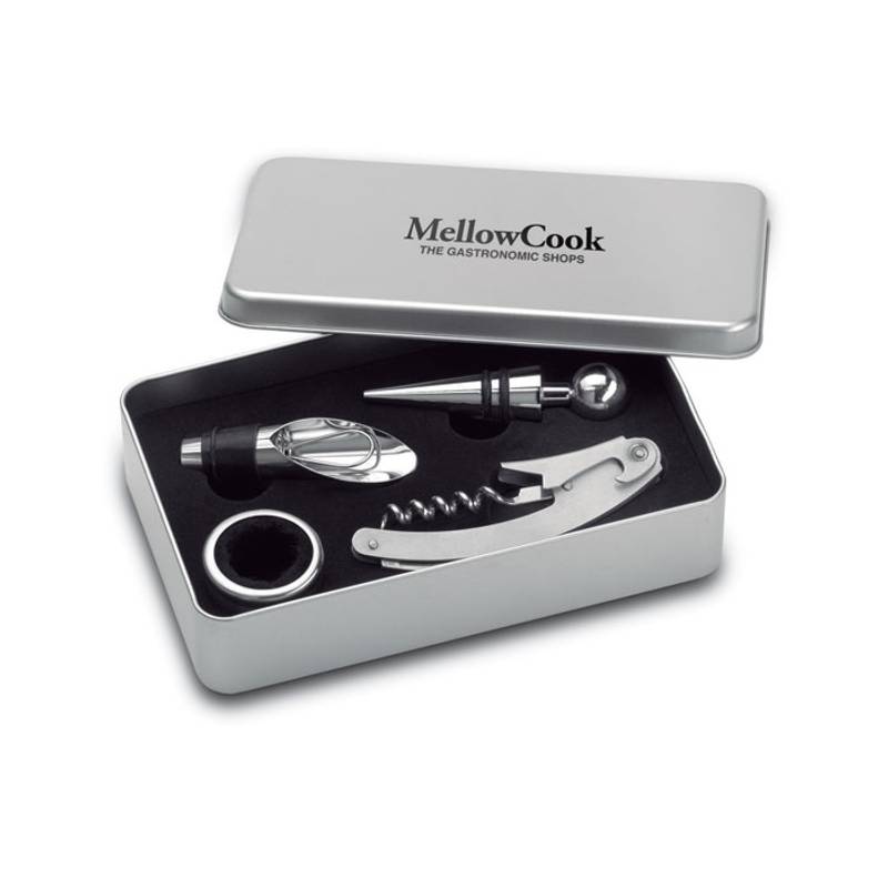 Nevilla Sada pomůcek pro milovníky vína v kovové krabičce Nevilla Sada pomůcek pro milovníky vína v kovové krabičce