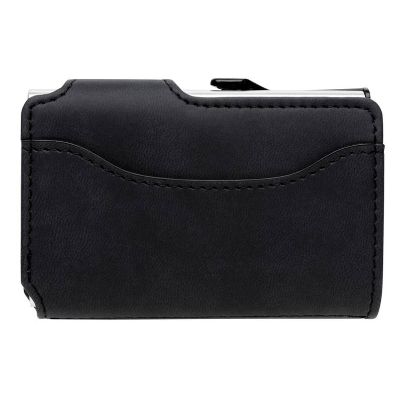 Hliníkové RFID puzdro na karty s PU peňaženkou, čierna Hliníkové RFID puzdro na karty s PU peňaženkou, čierna