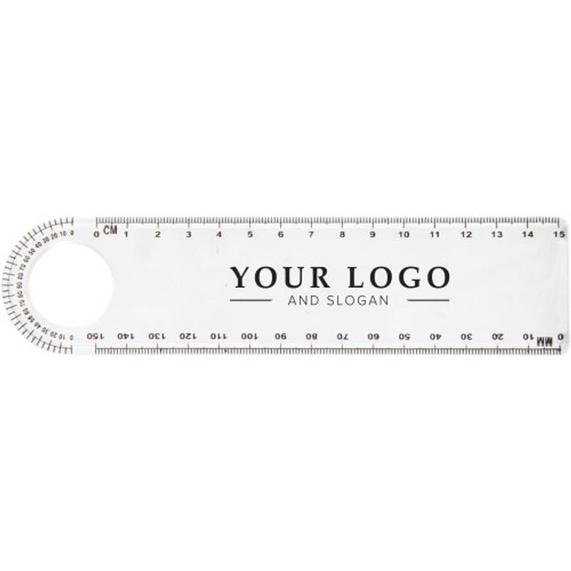 Plastové transparentné pravítko, 15 cm, lupa, uhlomer Plastové transparentné pravítko, 15 cm, lupa, uhlomer