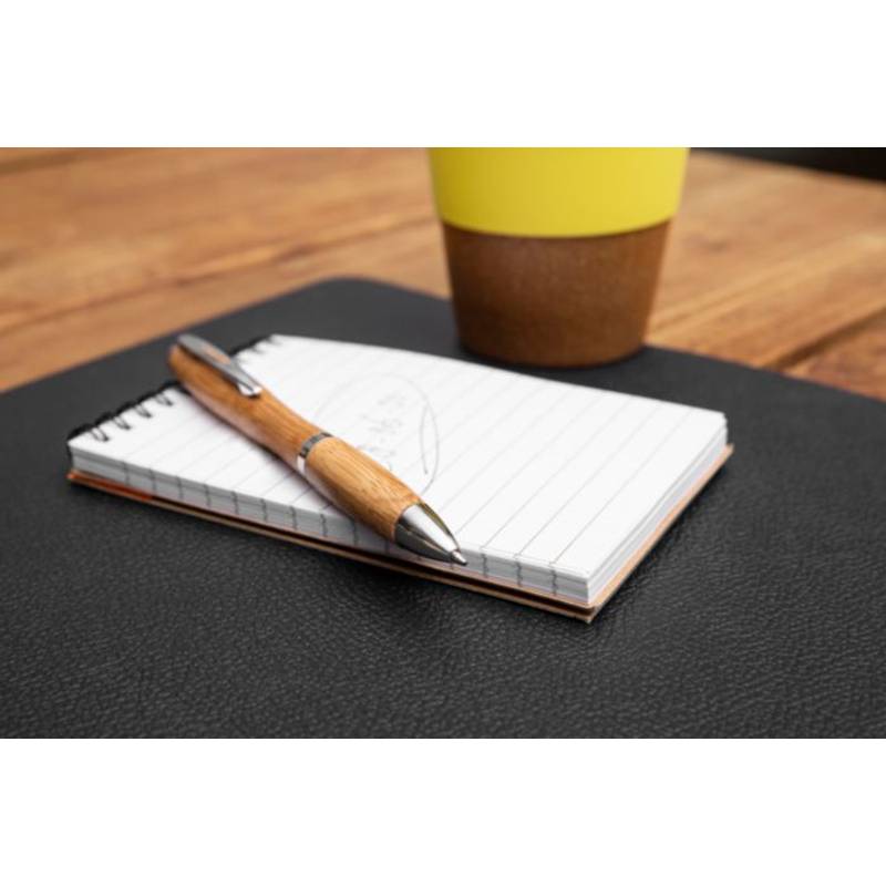 Bambusové guľôčkové pero so striebornými doplnkami, čierna náplň, hnedá Bambusové guľôčkové pero so striebornými doplnkami, čierna náplň, hnedá