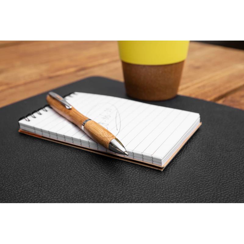 Bambusové guľôčkové pero so striebornými doplnkami, čierna náplň, hnedá Bambusové guľôčkové pero so striebornými doplnkami, čierna náplň, hnedá