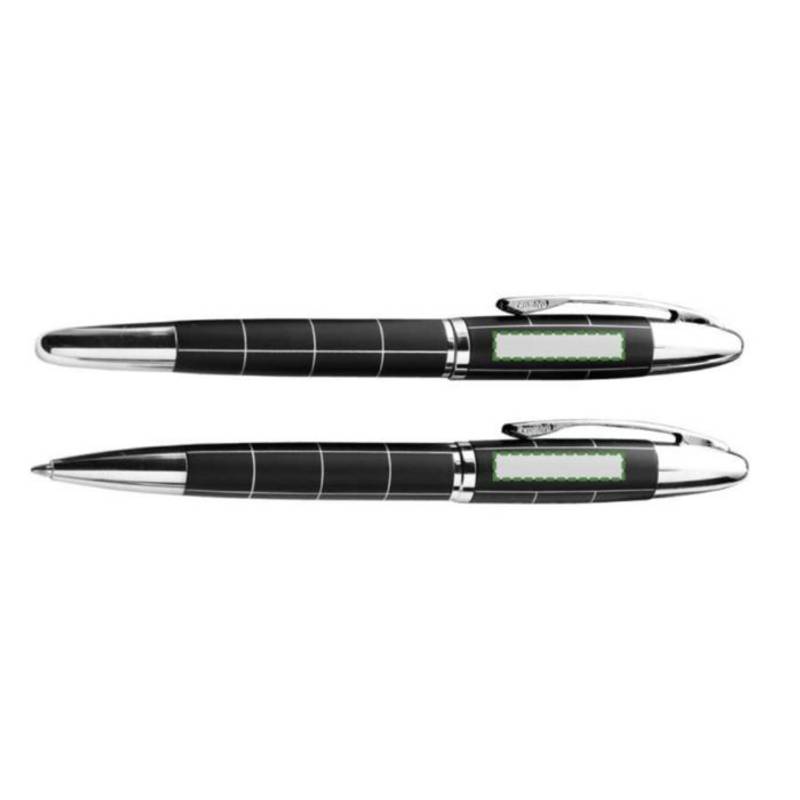 CHECKED Písacia súprava, kovové guľôčkové pero, roller v krabičke, čierna CHECKED Písacia súprava, kovové guľôčkové pero, roller v krabičke, čierna