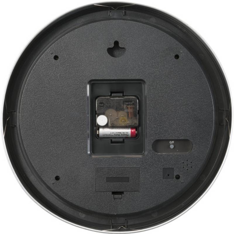 Nástěnné hodiny s teploměrem, stříbrná Nástěnné hodiny s teploměrem, stříbrná