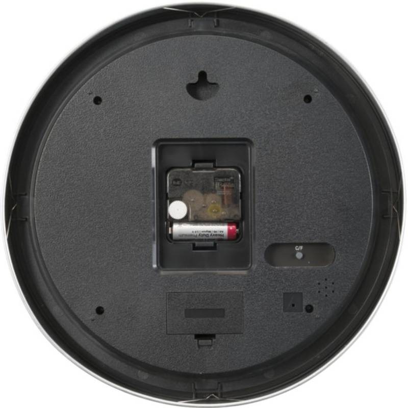 Nástěnné hodiny s teploměrem, stříbrná Nástěnné hodiny s teploměrem, stříbrná