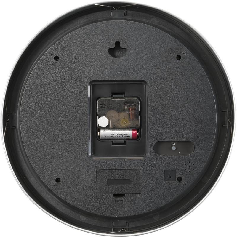 Nástěnné hodiny s teploměrem, stříbrná Nástěnné hodiny s teploměrem, stříbrná