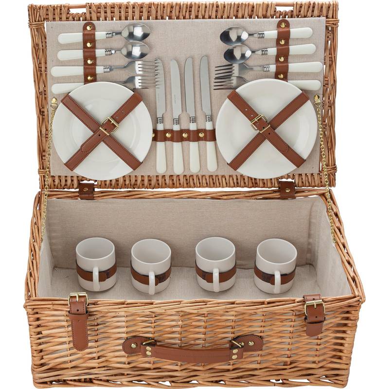Proutěný piknikový koš pro čtyři osoby, hnědá Proutěný piknikový koš pro čtyři osoby, hnědá
