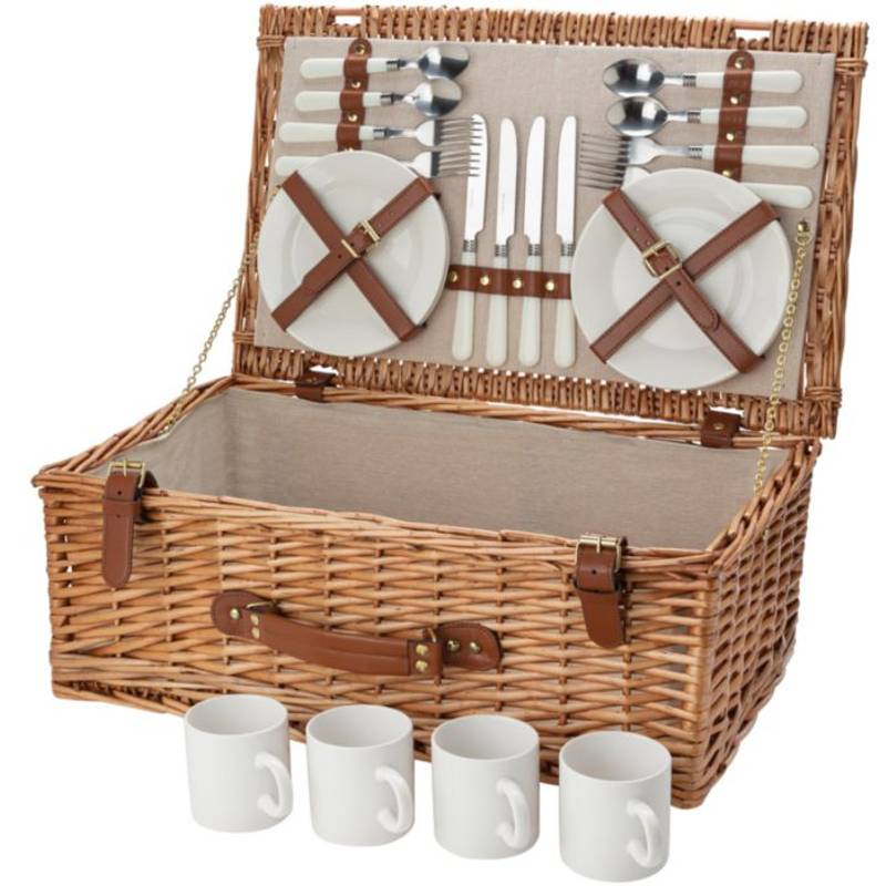 Proutěný piknikový koš pro čtyři osoby, hnědá Proutěný piknikový koš pro čtyři osoby, hnědá