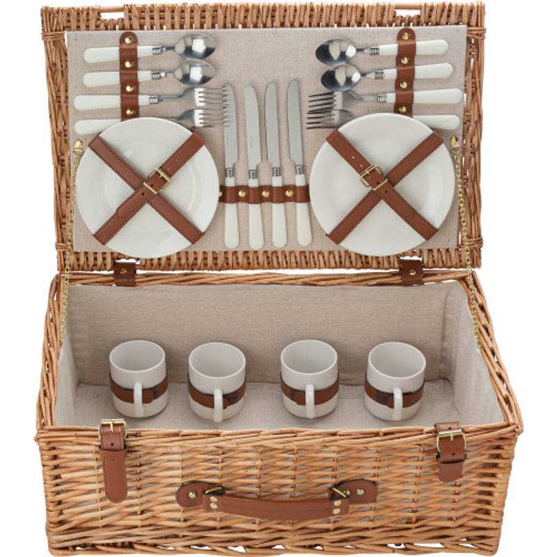 Proutěný piknikový koš pro čtyři osoby, hnědá Proutěný piknikový koš pro čtyři osoby, hnědá