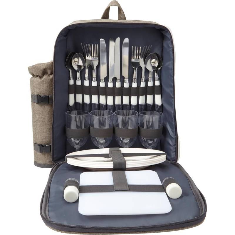 Piknikový batoh pre 4 osoby, 600D, sivá Piknikový batoh pre 4 osoby, 600D, sivá