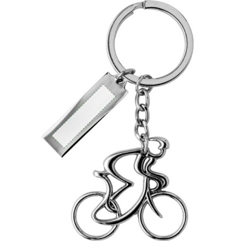 Kovový přívěsek na klíče s cyklistou Kovový přívěsek na klíče s cyklistou