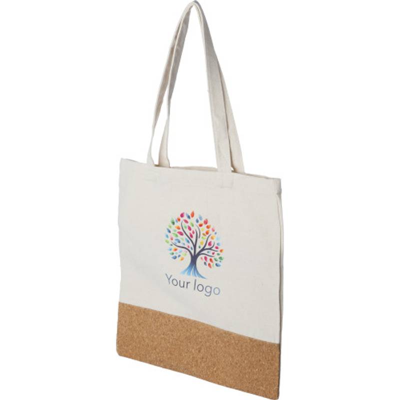 Bavlněná nákupní taška v kombinaci s korkem, 280 gr / m2, přírodní Bavlněná nákupní taška v kombinaci s korkem, 280 gr / m2, přírodní