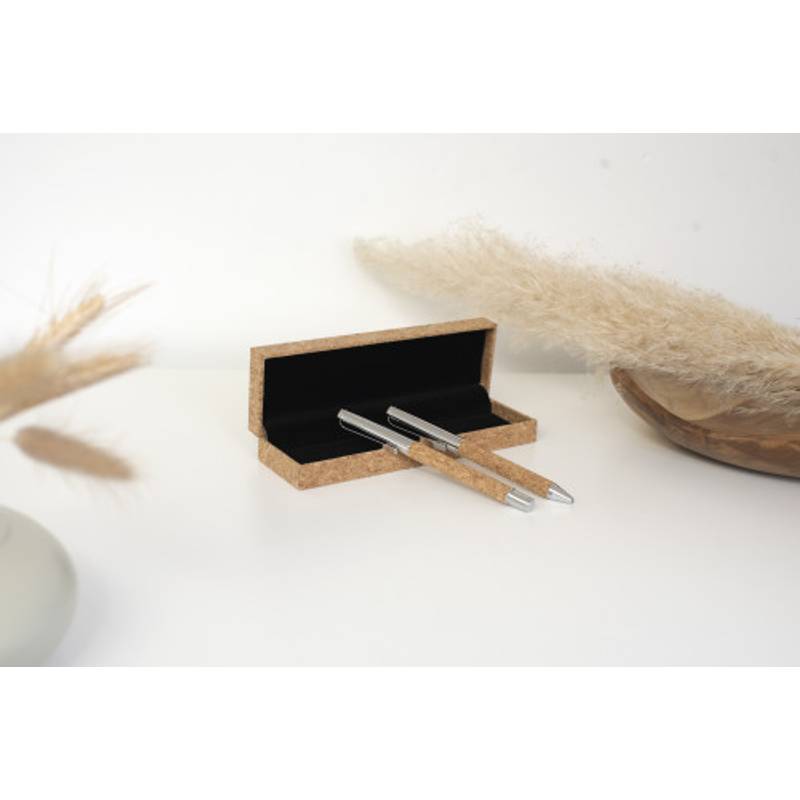 Psací souprava v dárkové krabičce, modrá náplň, hnědá Psací souprava v dárkové krabičce, modrá náplň, hnědá