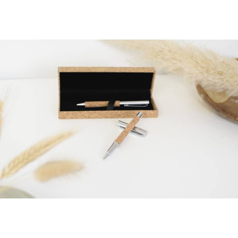 Psací souprava v dárkové krabičce, modrá náplň, hnědá Psací souprava v dárkové krabičce, modrá náplň, hnědá