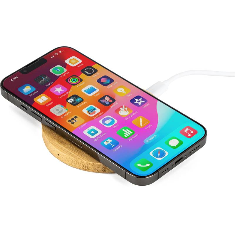 Bambusová bezdrôtová rýchlonabíjačka pre smart telefóny, hnedá Bambusová bezdrôtová rýchlonabíjačka pre smart telefóny, hnedá
