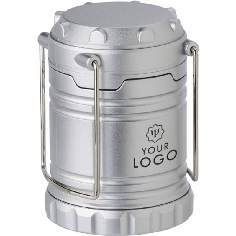 Plastové kempingové svetlo v tvare lampy s tromi druhmi svietenia, strieborná. Plastové kempingové svetlo v tvare lampy s tromi druhmi svietenia, strieborná.