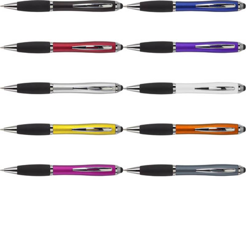 Plastové kuličkové pero se stylusem, černá náplň, černá Plastové kuličkové pero se stylusem, černá náplň, černá