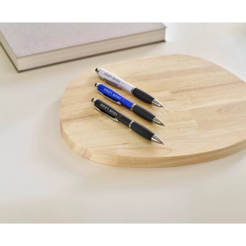 Plastové kuličkové pero se stylusem, černá náplň, černá Plastové kuličkové pero se stylusem, černá náplň, černá