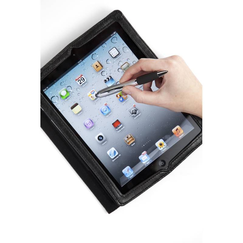 Plastové kuličkové pero se stylusem, černá náplň, černá Plastové kuličkové pero se stylusem, černá náplň, černá