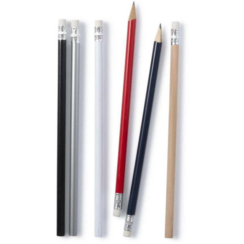 Dřevěná tužka, guma, bílá Dřevěná tužka, guma, bílá