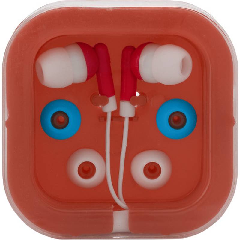 PEPA slúchadlá s náhradnými gumičkami v plastovej krabičke, červená