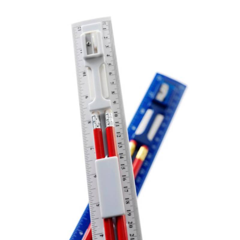 Plastové pravítko 30cm, orezávatko, 2 ceruzky, guma, biela Plastové pravítko 30cm, orezávatko, 2 ceruzky, guma, biela