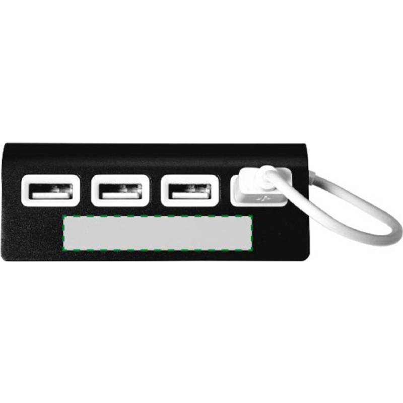 Hliníkový USB rozbočovač se 4 porty, černá Hliníkový USB rozbočovač se 4 porty, černá