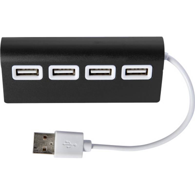 Hliníkový USB rozbočovač se 4 porty, černá Hliníkový USB rozbočovač se 4 porty, černá